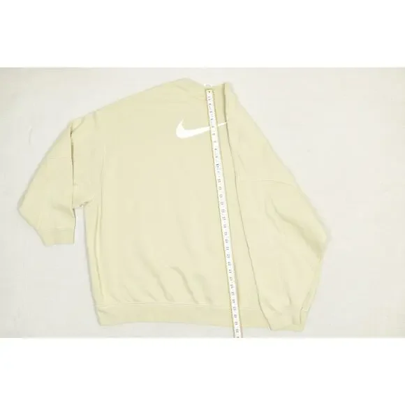 Nike Unisex Big & Tall Size XL Beige Embroidered Swoosh Sweatshirt Oversized - Picture 6 of 8